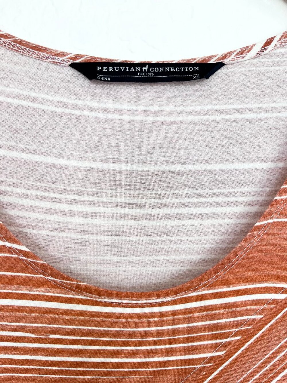 Peruvian Connection Circe 3/4 Sleeve Asymmetrical Maxi Dress Terracotta XS - Picture 15 of 16